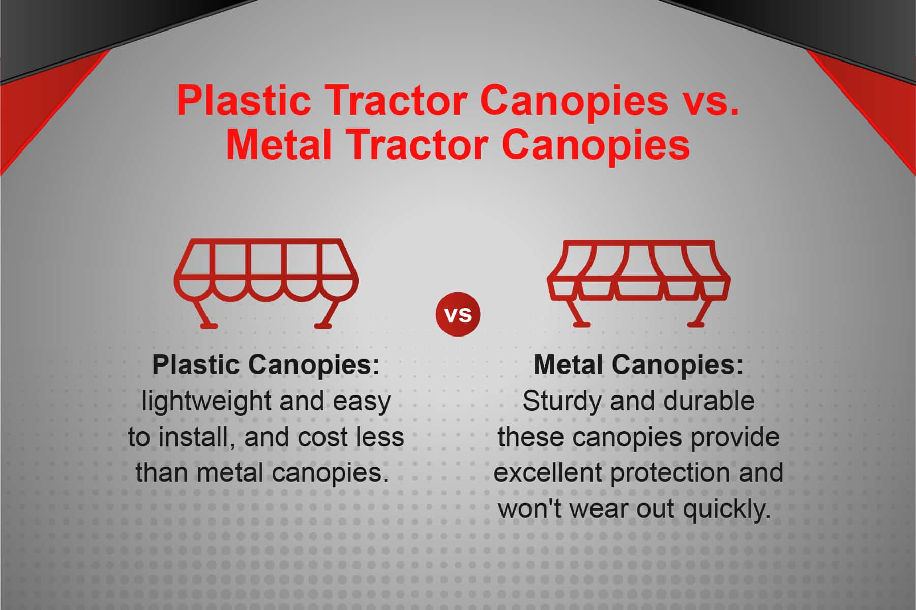 plastic tractor canopies vs metal tractor canopies