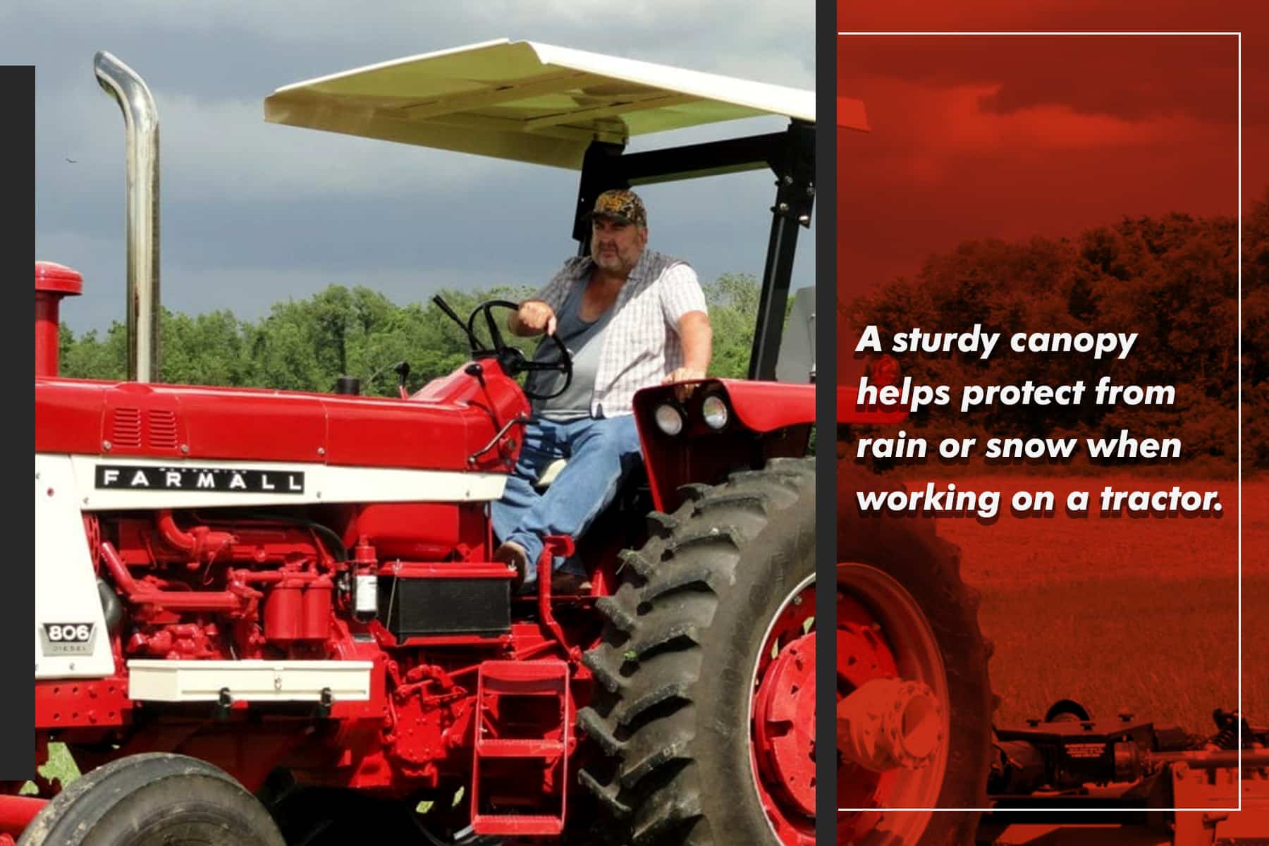 a good tractor shade canopy protects from precipitation