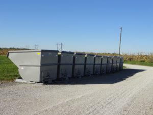 row of large self dumping hoppers